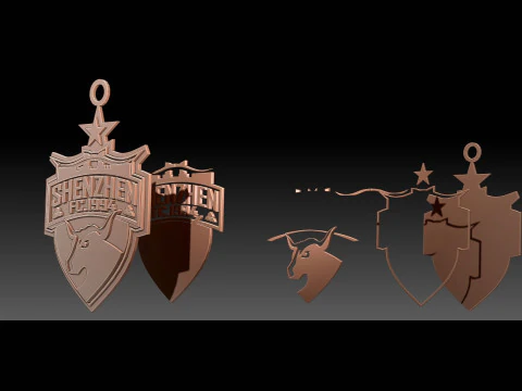 CSL Shenzhen fc Keychain Shield cor para impress&atilde;o Modelo de Impressão 3D