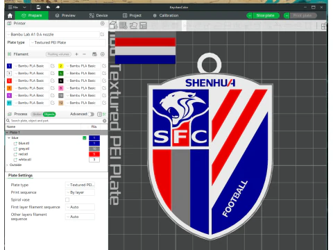 CSL Shanghai Shenhua FC Gantungan Kunci Perisai warna dapat dicetak Model Cetak 3D