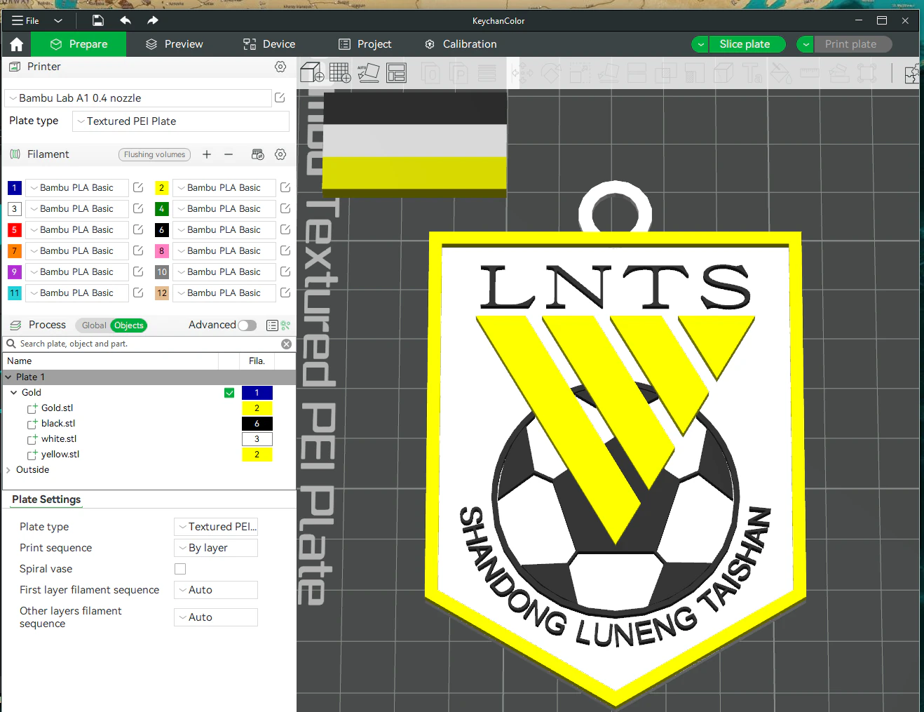CSL Shandong Luneng Taishan FC Keychain Shield color printable 3D Print Model .c4d .max .obj .3ds .fbx .stl .blend 