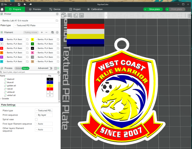 CSL Qingdao West Coast Keychain Shield color printable 3D 프린트 모델 .c4d .max .obj .3ds .fbx .stl .blend