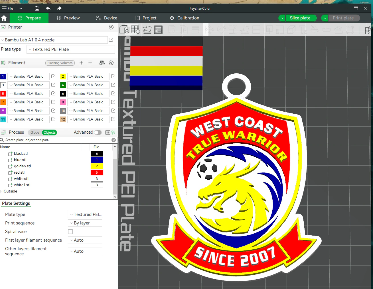 CSL Qingdao West Coast Keychain Shield color printable 3D Print Model .c4d .max .obj .3ds .fbx .stl .blend 