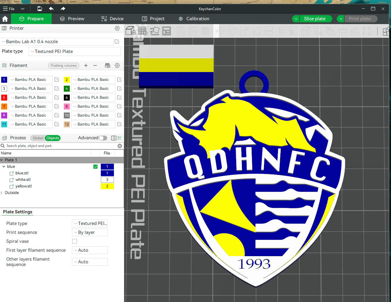 CSL Qingdao Hainiu Keychain Shield color printable 3D Print Model .c4d .max .obj .3ds .fbx .stl .blend 