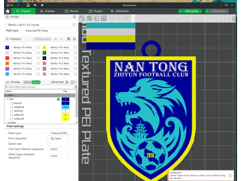 CSL Nantong Zhiyun Gantungan Kunci Perisai warna dapat dicetak Model Cetak 3D