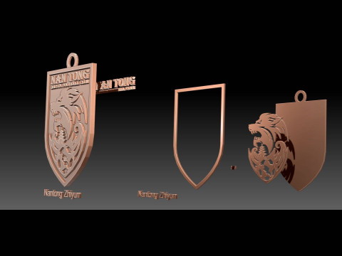 CSL Nantong Zhiyun Keychain Shield color printable 3D Print Model