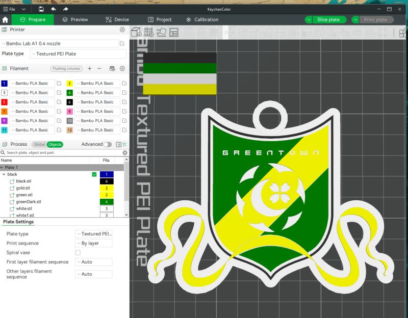 CSL Hangzhou Greentown FC Keychain Shield color printable Modello di stampa 3D .c4d .max .obj .3ds .fbx .stl .blend
