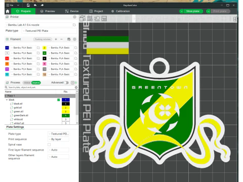 Perisai Gantungan Kunci CSL Hangzhou Greentown FC dapat dicetak berwarna Model Cetak 3D