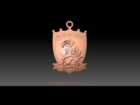CSL Guangzhou Evergrande FC Keychain Shield color printable Modèles 3D en vedette