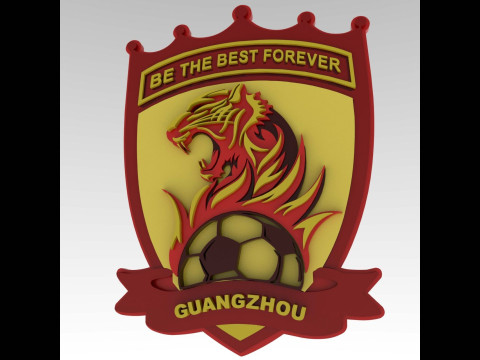 CSL Guangzhou Evergrande FC Keychain Shield color printable Modèles 3D en vedette