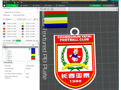 CSL Changchun Yatai Keychain Shield color printable 3Dプリントモデル