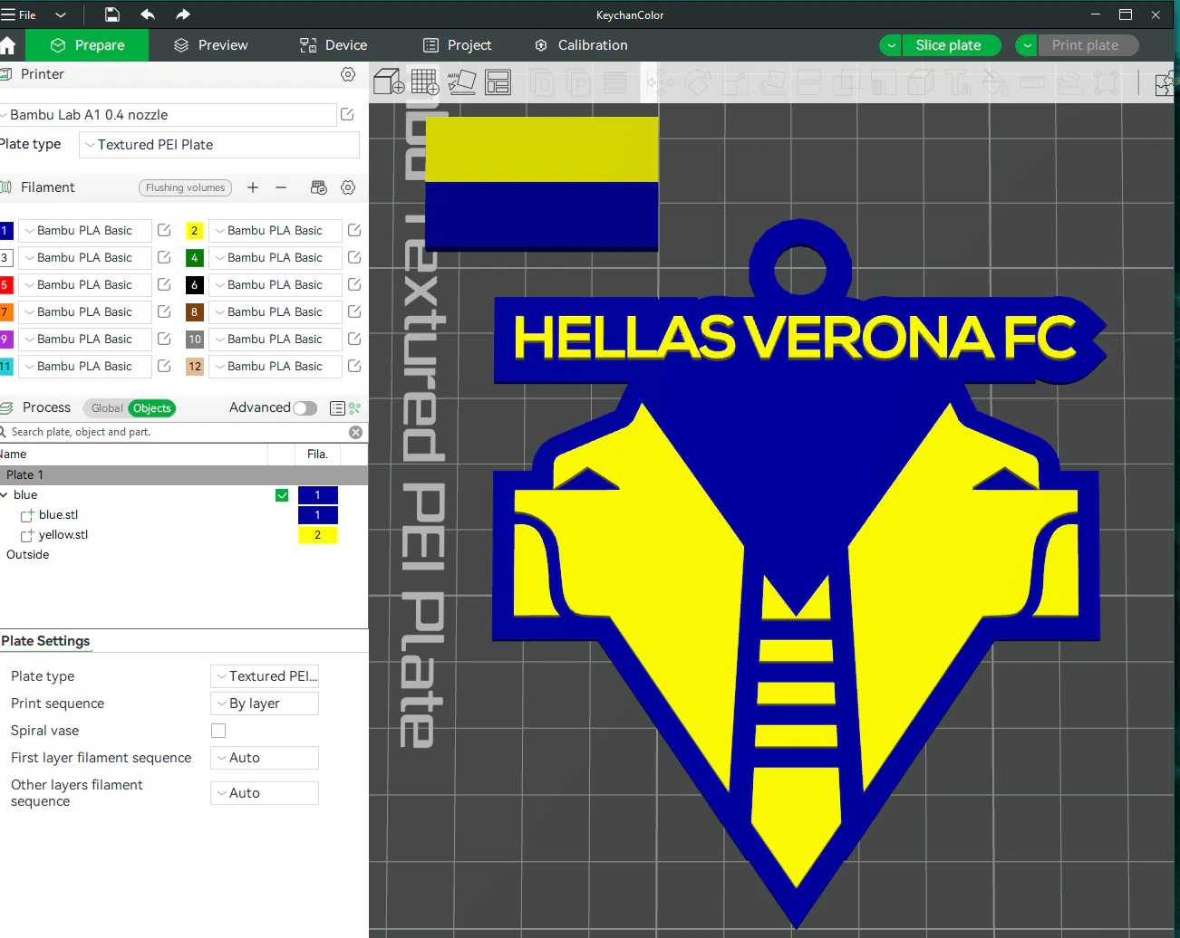 Italy Serie A Verona Keychain shield color printable and renderable 3D Print Model .c4d .max .obj .3ds .fbx .stl .blend 
