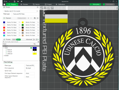 Italy Serie A Udinese Keychain shield color printable and renderable 3D Print Model