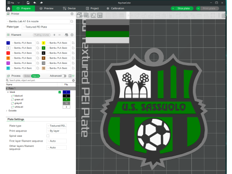 Italy Serie A Sassuolo Keychain shield color printable and renderable 3D Print Model