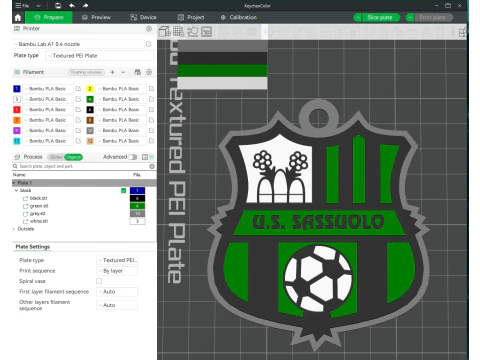 Italia Serie A Sassuolo Llavero escudo color imprimible y renderizable Modelo de impresión 3D