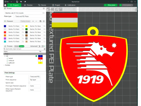 Italia Serie A Salernitana Llavero escudo color imprimible y renderizable Modelo de impresión 3D