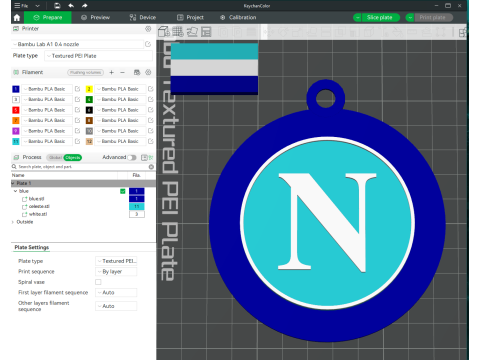 Italy Serie A Napoli Keychain shield color printable and renderable 3D Print Model
