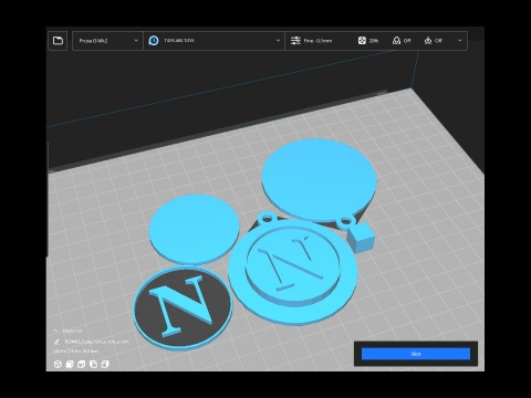 Italy Serie A Napoli Keychain shield color printable and renderable 3Dプリントモデル