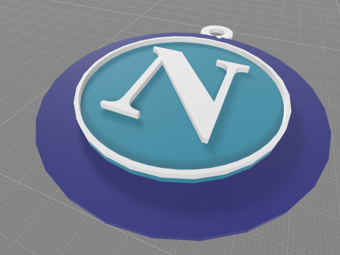 Italy Serie A Napoli Keychain shield color printable and renderable 3Dプリントモデル