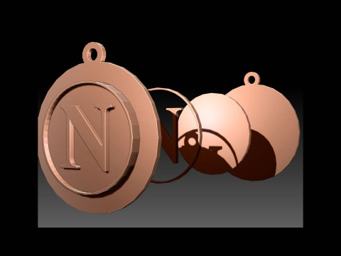 Italy Serie A Napoli Keychain shield color printable and renderable 3Dプリントモデル