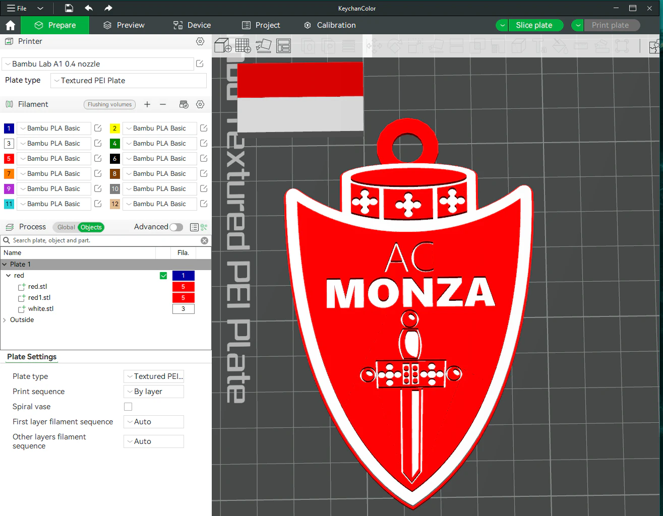Italy Serie A Monza Keychain shield color printable and renderable 3D Print Model .c4d .max .obj .3ds .fbx .stl .blend 