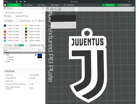 Italy Serie A Juventus Keychain shield color printable and renderable 3D Print Model