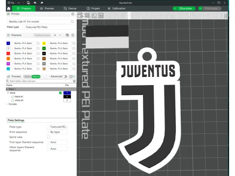 Italia Serie A Juventus Llavero escudo color imprimible y renderizable Modelo de impresión 3D