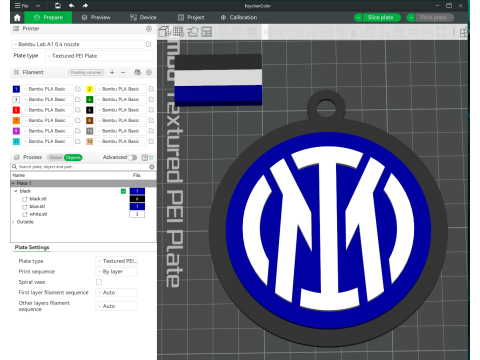 Italy Serie A Inter Keychain shield color printable and renderable 3D Print Model