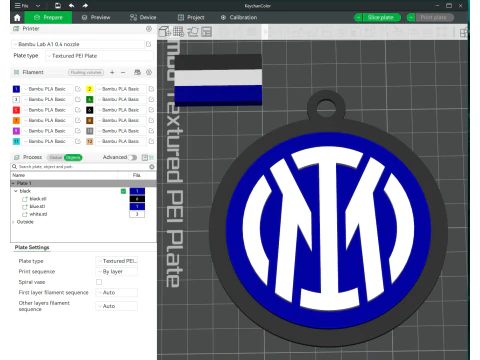 Italia Serie A Inter Llavero escudo color imprimible y renderizable Modelo de impresión 3D