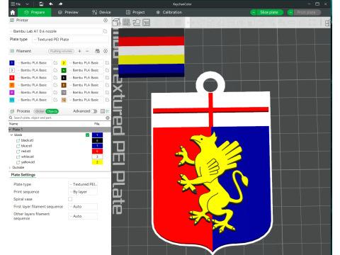 Italy Serie A Genoa Keychain shield color printable and renderable Modelo de impresión 3D
