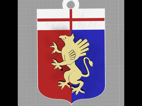 Italy Serie A Genoa Keychain shield color printable and renderable 3D Принт Модель