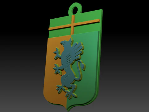 Italy Serie A Genoa Keychain shield color printable and renderable 3D Print Model