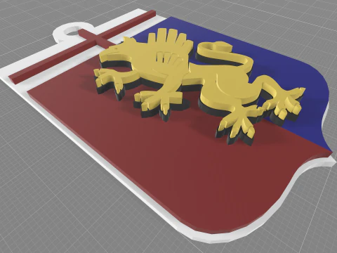 Italy Serie A Genoa Keychain shield color printable and renderable 3D Print Model