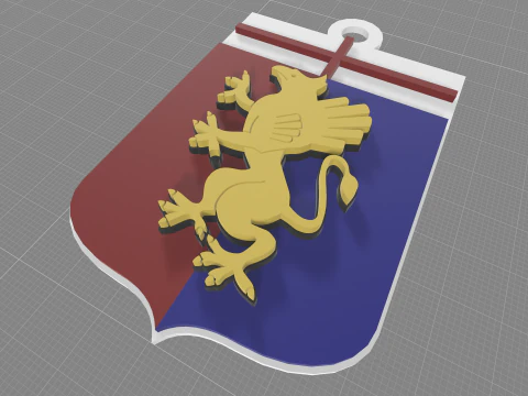 Italy Serie A Genoa Keychain shield color printable and renderable 3D Print Model