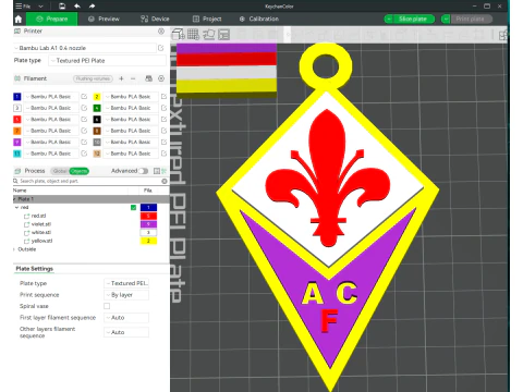 Italia Serie A Empoli Llavero escudo color imprimible y renderizable Modelo de impresión 3D