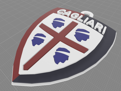 Italy Serie A Cagliari Keychain shield color printable and renderable Modelo de Impressão 3D