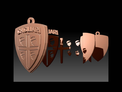 Italy Serie A Cagliari Keychain shield color printable and renderable Modelo de Impressão 3D