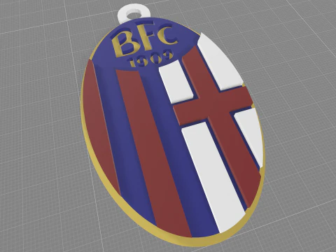 Italy Serie A Bologna Keychain shield color printable and renderable 3D Print Model