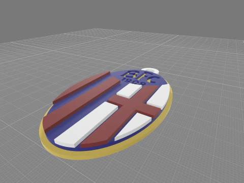Italy Serie A Bologna Keychain shield color printable and renderable 3D Print Model