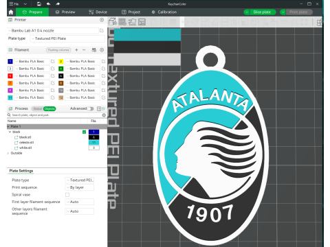Italy Serie A Atalanta Keychain shield color printable and renderable 3D Print Model