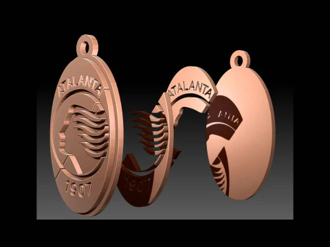 Italy Serie A Atalanta Keychain shield color printable and renderable 3D Print Model