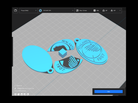 Italy Serie A Atalanta Keychain shield color printable and renderable 3D Print Model
