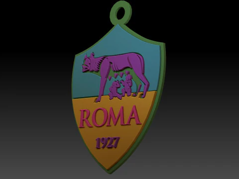 Italy Serie A AS Roma Keychain shield color printable and renderable 3D Print Model