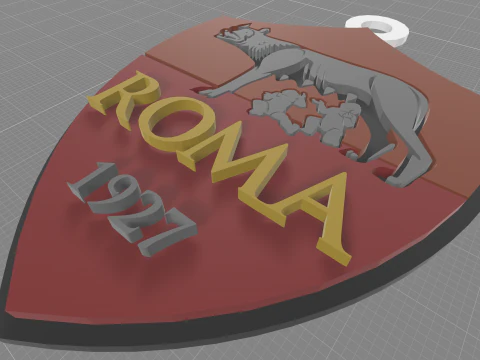 Italy Serie A AS Roma Keychain shield color printable and renderable 3D Print Model
