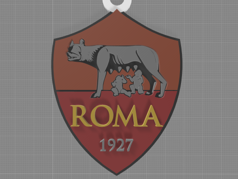 Italy Serie A AS Roma Keychain shield color printable and renderable 3D Print Model