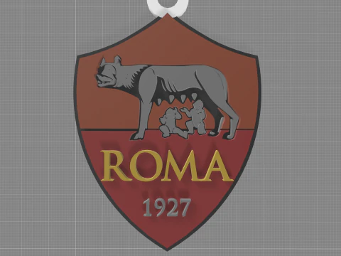 Italy Serie A AS Roma Keychain shield color printable and renderable 3D Print Model
