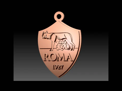 Italy Serie A AS Roma Keychain shield color printable and renderable 3D Print Model