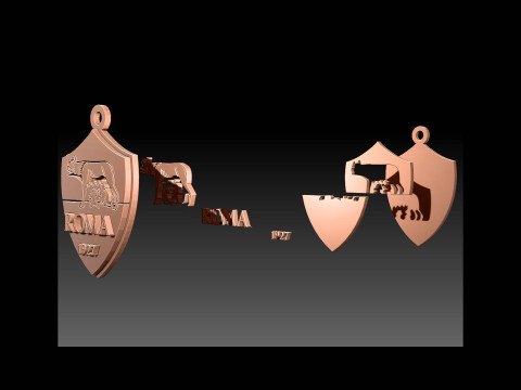 Italy Serie A AS Roma Keychain shield color printable and renderable 3D Print Model