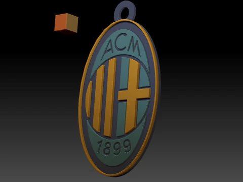 Italy Serie A AC Milan Keychain shield color printable and renderable 3D Print Model
