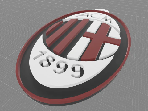 Italy Serie A AC Milan Keychain shield color printable and renderable 3D Print Model
