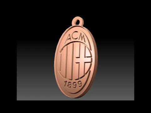 Italy Serie A AC Milan Keychain shield color printable and renderable 3D Print Model