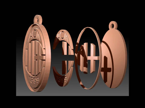 Italy Serie A AC Milan Keychain shield color printable and renderable 3D Print Model
